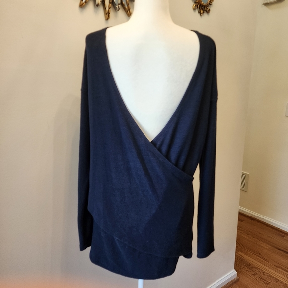 NWOT J.Crew Navy Blue Reversible V-back long-sleeve tunic - Picture 5 of 12